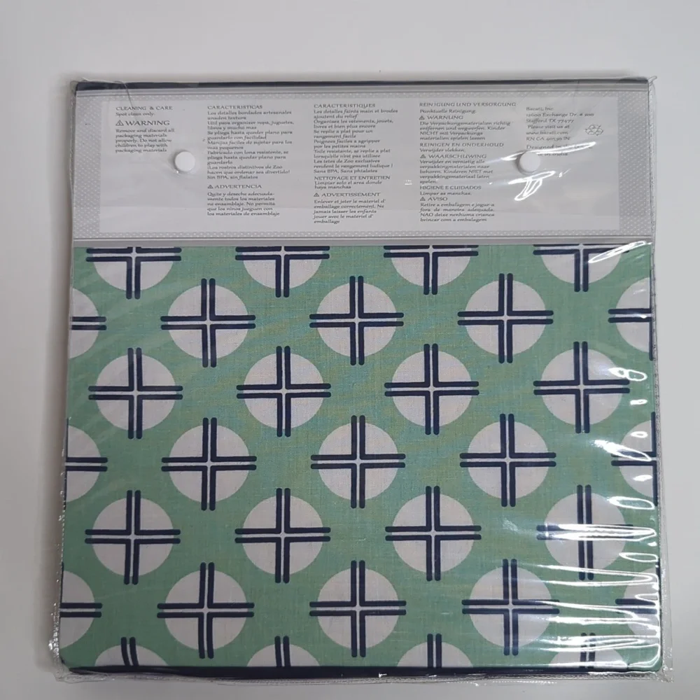 Bacati Storage Bin Box 10x10x10 Noah Tribal Mint Navy Blue Green